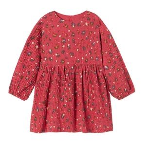 ZARA Kids | Red | Textured Floral Dress 3/4yr